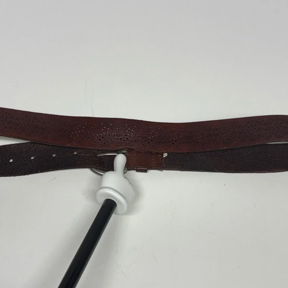 American Eagle Leather Belt Womens Large Brown Perforated Western Boho Artisan